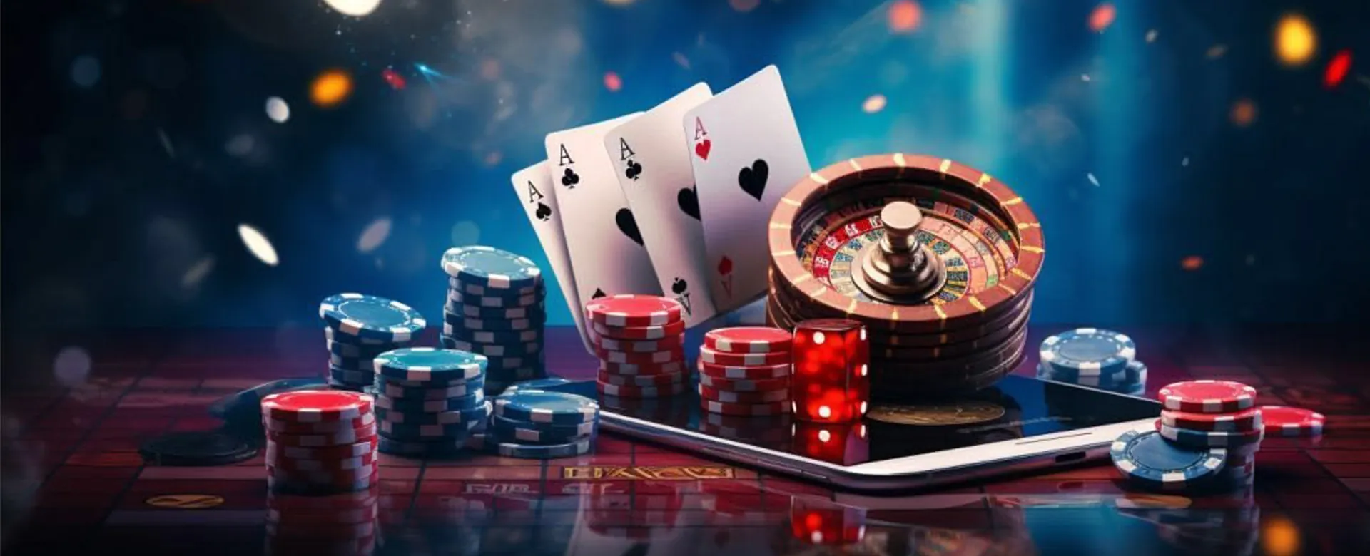 Jili168 Desktop Casino Games - Golden chips and cards on a vibrant table